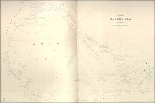 24"x36" Gallery Poster, Chart map of the Sooloo Sea 1841