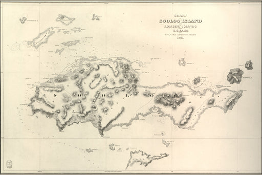 24"x36" Gallery Poster, Chart map of  the Sooloo Sea and adjacent islands 1841