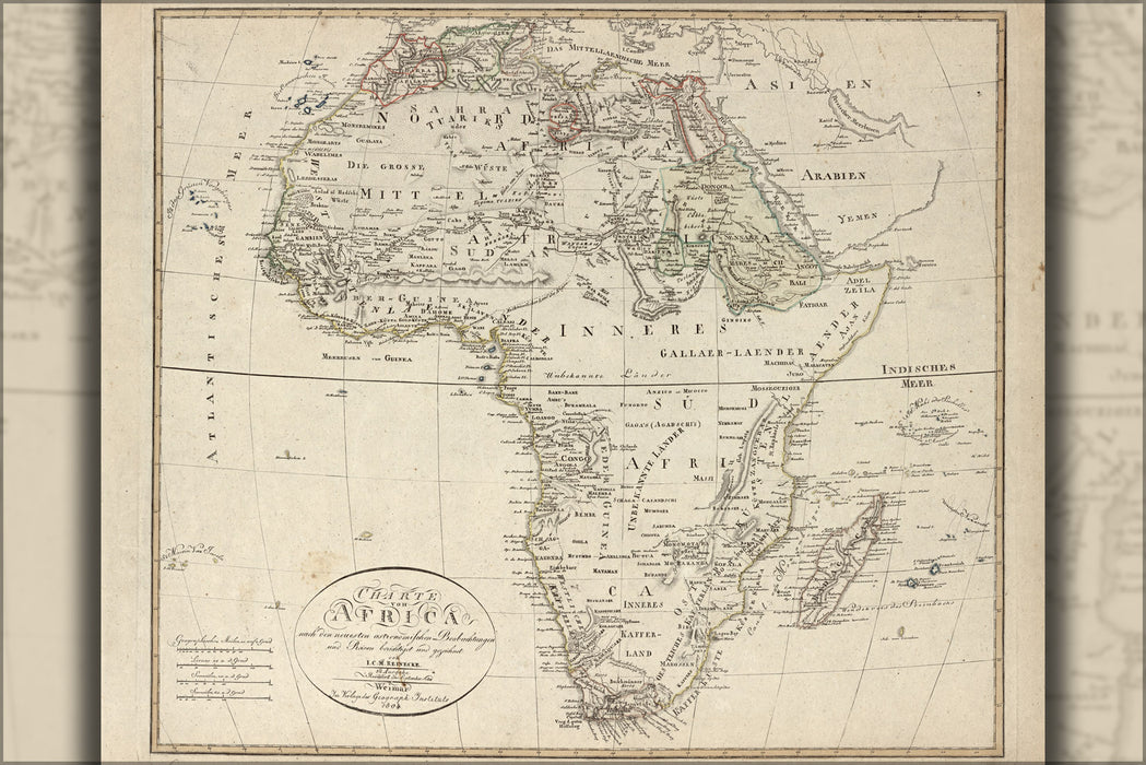 24"x36" Gallery Poster, Charte von Africa map 1804