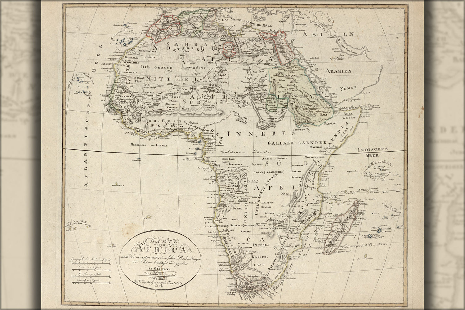 24"x36" Gallery Poster, Charte von Africa map 1804