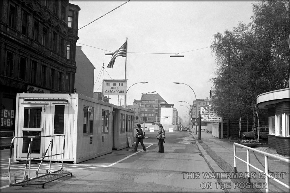 24"x36" Gallery Poster, Checkpoint Charlie c1977 east berlin