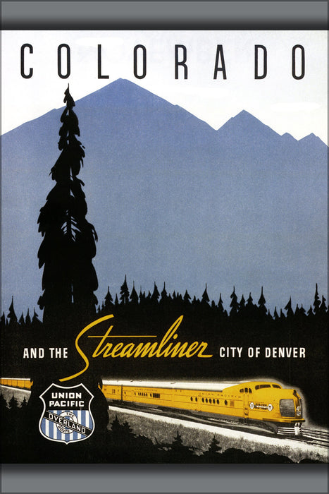 24"x36" Gallery Poster, Chicago & NW Union Pacific railroad Denver colorado Streamliners