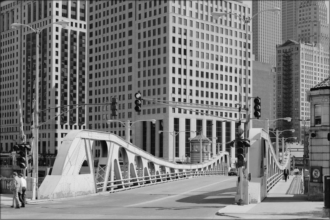 24"x36" Gallery Poster, Chicago River Bascule Bridge, Franklin Street, 1987