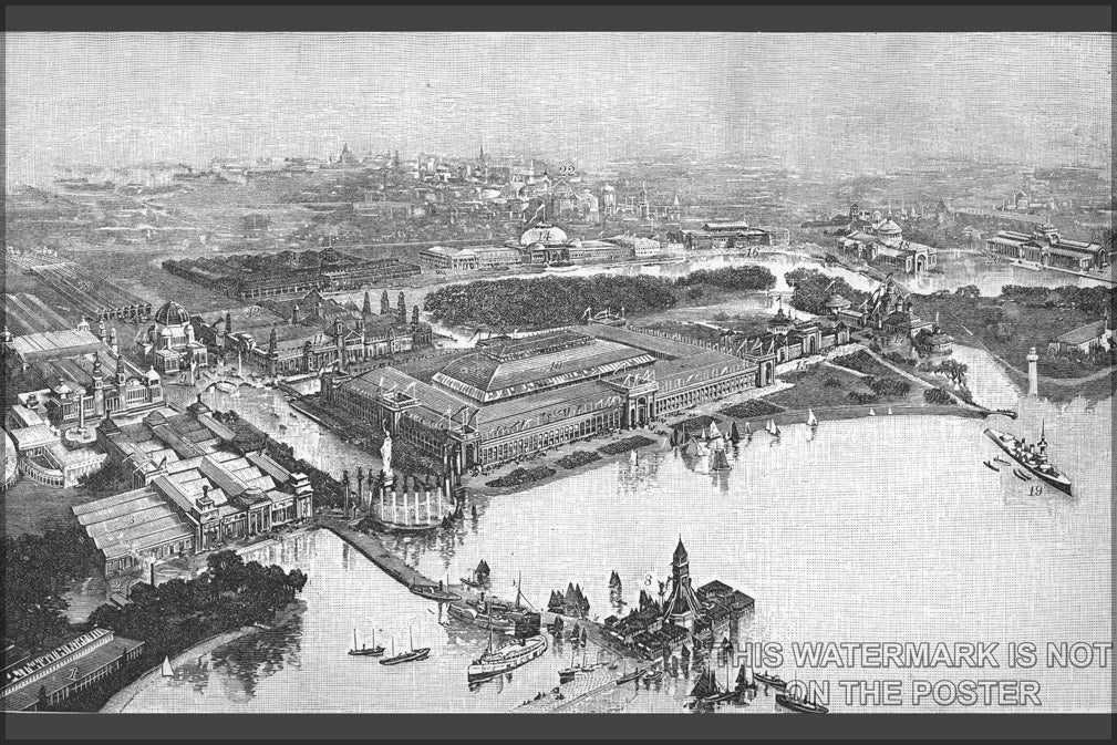 24"x36" Gallery Poster, Chicago Worlds Fair 1893 columbian exposition