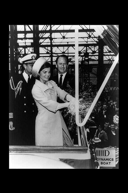 24"x36" Gallery Poster, Christening of USS Lafayette by Jacqueline Kennedy may 1962