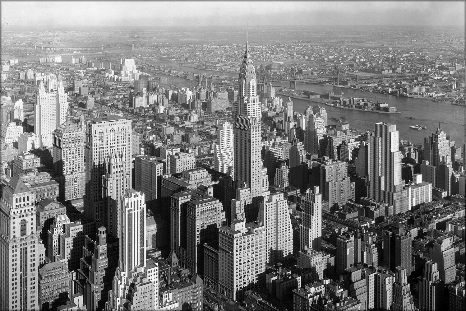 24"x36" Gallery Poster, Chrysler Building and Queensboro Bridge from Empire State bldg. 1932