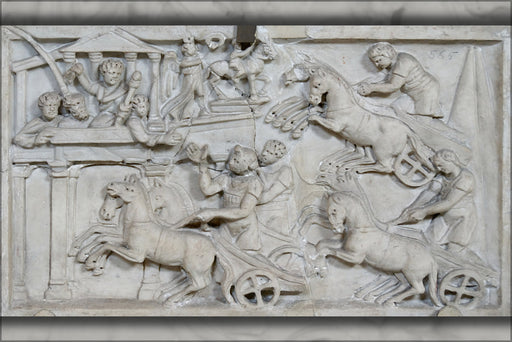 24"x36" Gallery Poster, Circus maximus roman chariot race 3rd century A.D