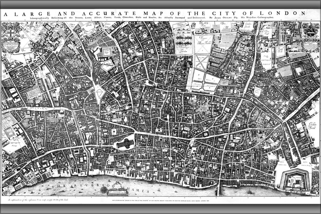 24"x36" Gallery Poster, City of London Ogilby and Morgan's Map of 1677