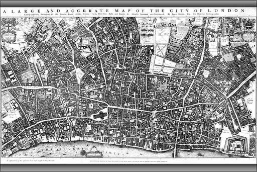 24"x36" Gallery Poster, City of London Ogilby and Morgan's Map of 1677