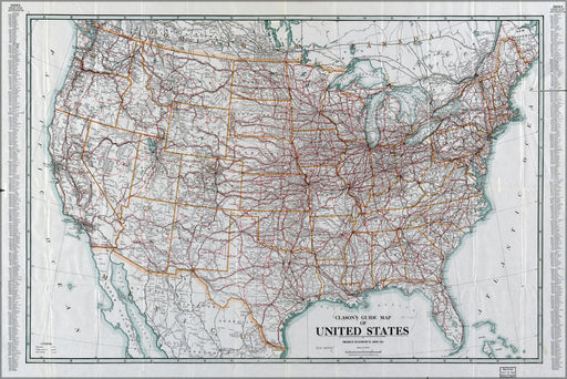 24"x36" Gallery Poster, Clason's map of United States of america 1919