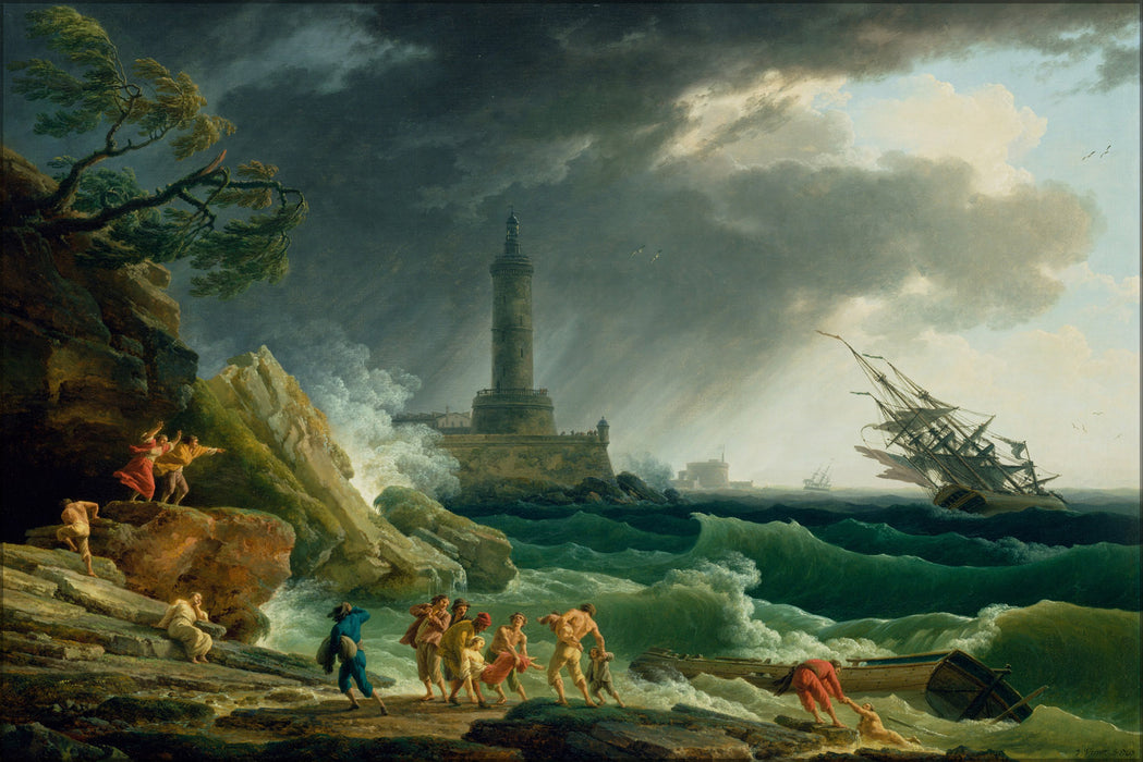 24"x36" Gallery Poster, Claude-Joseph Vernet - A Storm on a Mediterranean Coast