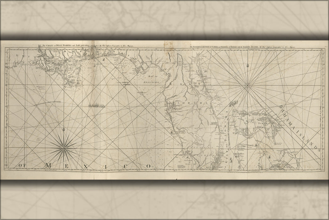 24"x36" Gallery Poster, Coast map Florida & Louisiana & Bahamas 1777 p2