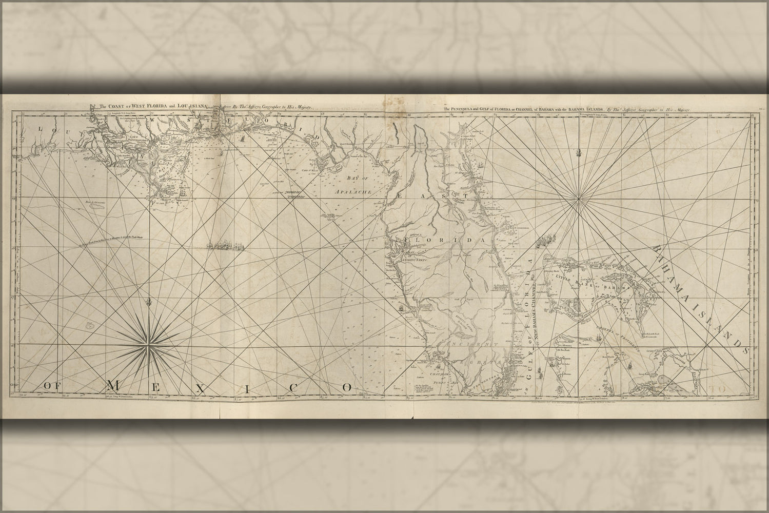 24"x36" Gallery Poster, Coast map Florida & Louisiana & Bahamas 1777 p2