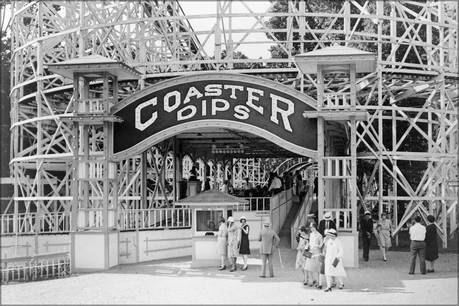 24"x36" Gallery Poster, Coaster Dips, roller coaster at Glen Echo Park, Maryland, 1909-32