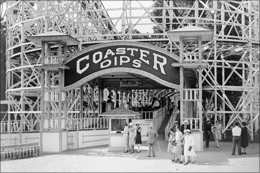 24"x36" Gallery Poster, Coaster Dips, roller coaster at Glen Echo Park, Maryland, 1909-32