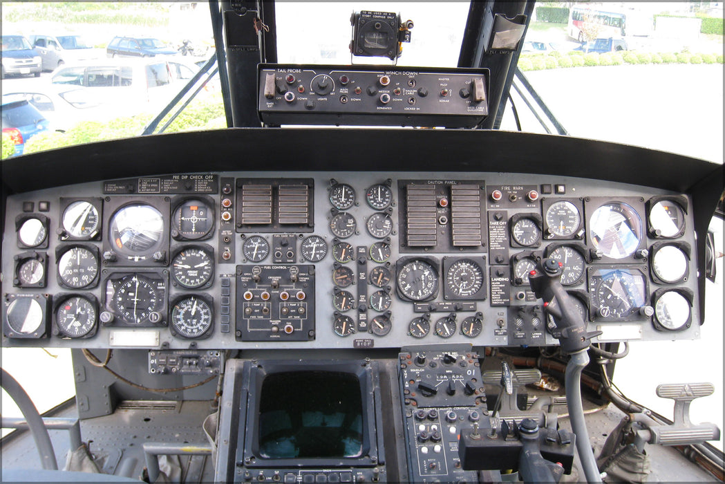 24"x36" Gallery Poster, Cockpit of HSS-2B helicopter Sikorsky SH-3 Sea King