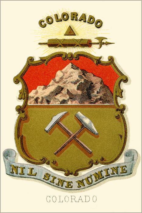 24"x36" Gallery Poster, Colorado state coat of arms (illustrated, 1876)