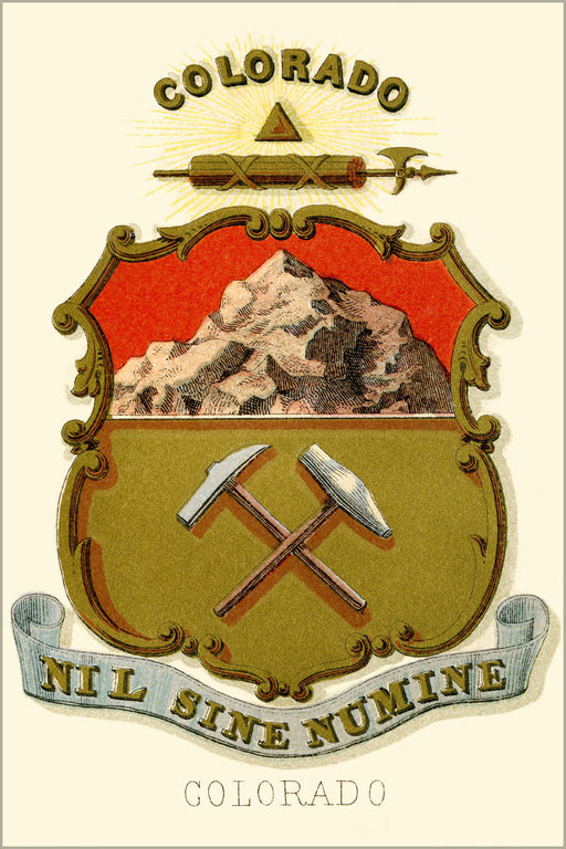 24"x36" Gallery Poster, Colorado state coat of arms (illustrated, 1876)