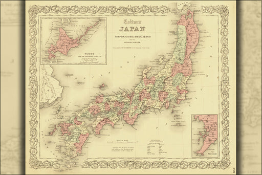 24"x36" Gallery Poster, Colton's map of Japan 1855