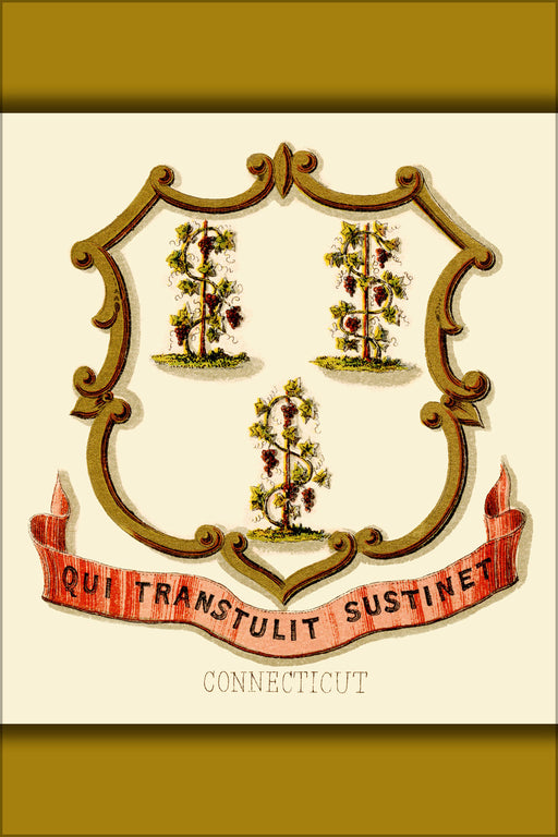 24"x36" Gallery Poster, Connecticut state coat of arms (illustrated, 1876)