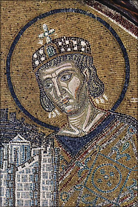 24"x36" Gallery Poster, Constantine the Great, mosaic in Hagia Sophia, c. 1000