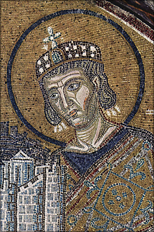 24"x36" Gallery Poster, Constantine the Great, mosaic in Hagia Sophia, c. 1000