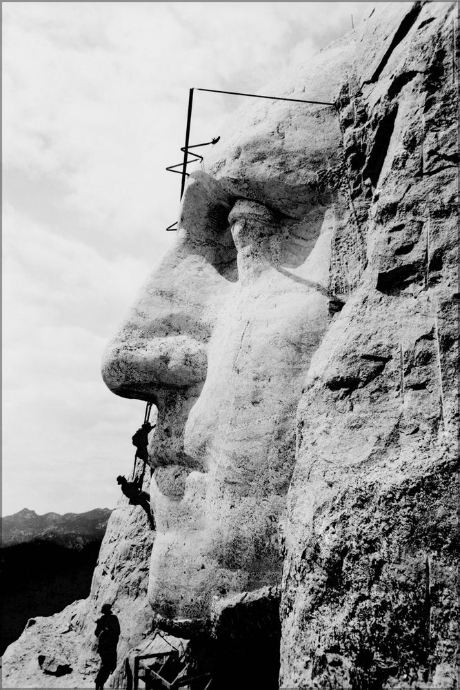 24"x36" Gallery Poster, Construction at Mount Rushmore of George Washington c1932