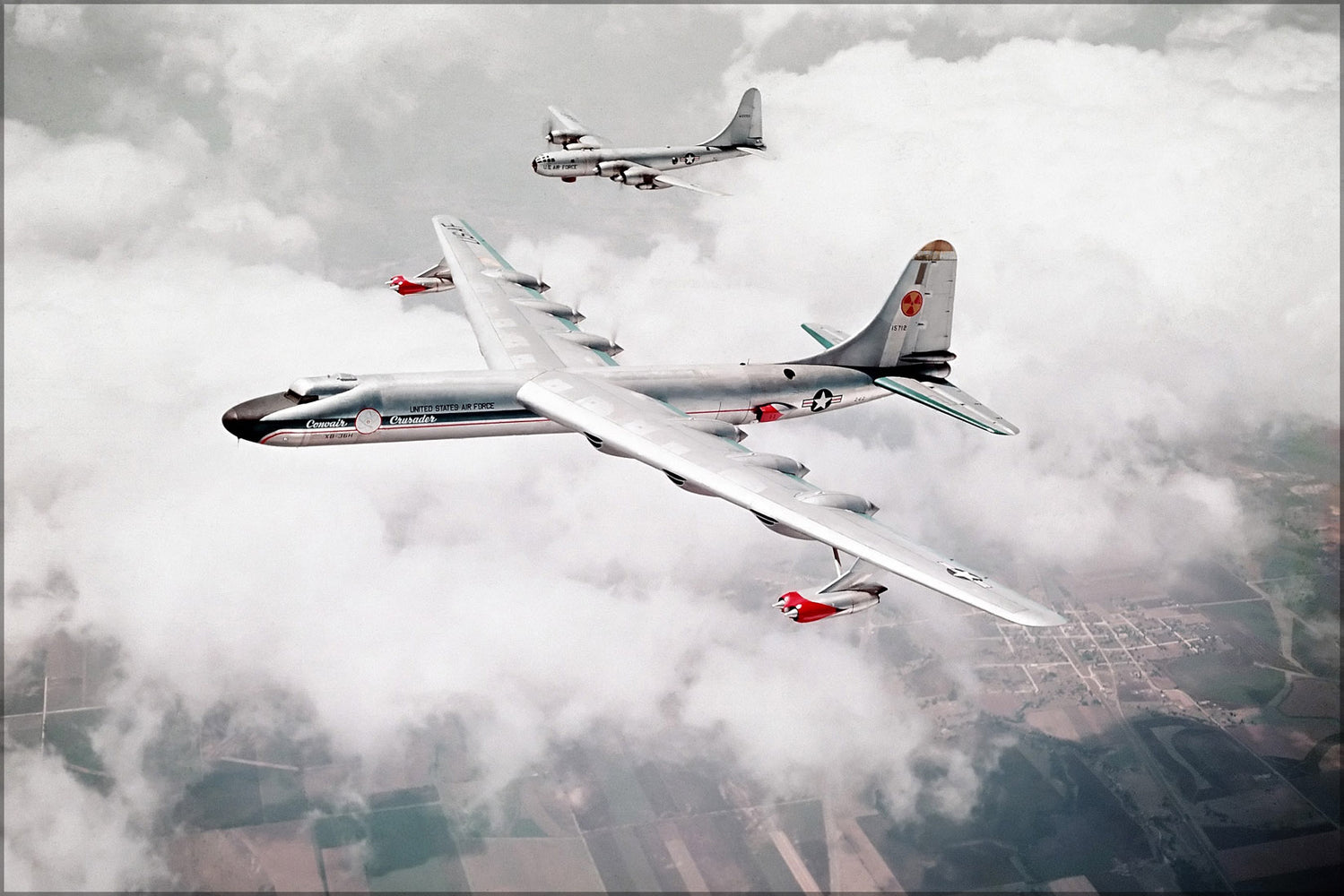 24"x36" Gallery Poster, Convair NB-36H Peacemaker Boeing B-50 Superfortress 1957