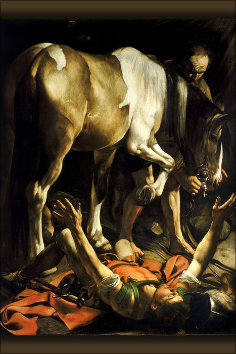 24"x36" Gallery Poster, Conversion of saint paul on the Way to Damascus by Caravaggio