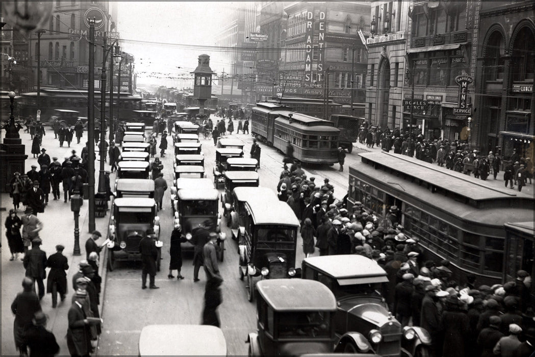 24"x36" Gallery Poster, Corner of Michigan and Griswold detroit michigan 1920