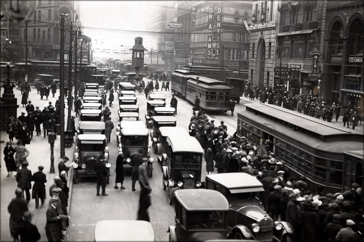 24"x36" Gallery Poster, Corner of Michigan and Griswold detroit michigan 1920