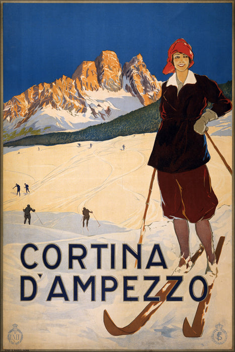 24"x36" Gallery Poster, Cortina d'Ampezzo, italy travel poster for ENIT, ca. 1920