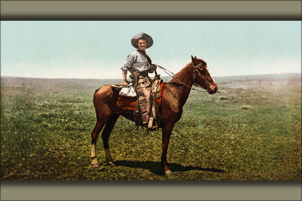 24"x36" Gallery Poster, Cowboy, Western United States, 1898-1905