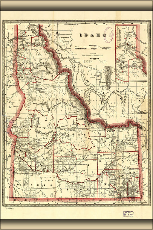 24"x36" Gallery Poster, Crams township and railroad map of Idaho 1896