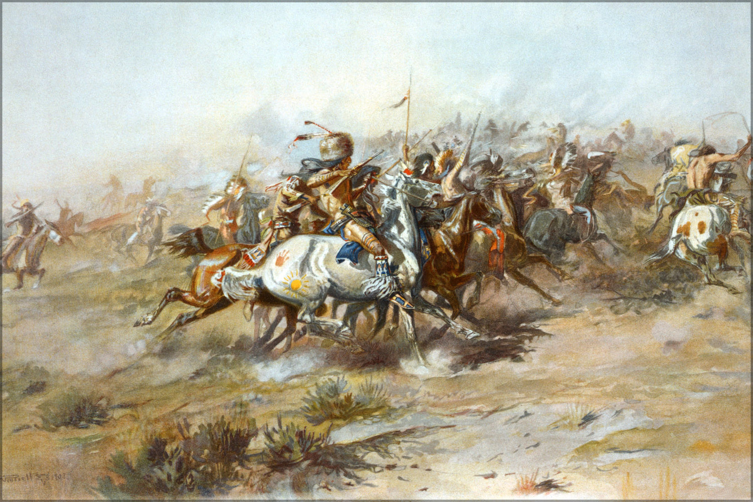24"x36" Gallery Poster, Custers last stand battle of little bighorn Charles Marion Russell