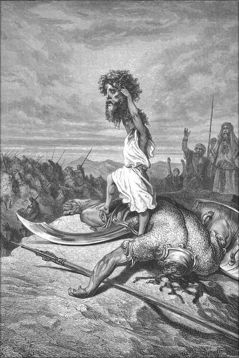 24"x36" Gallery Poster, David Slays Goliath from gustave dore english bible 1866