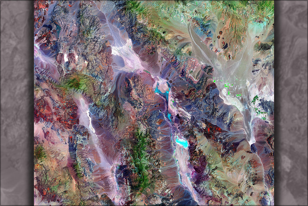 24"x36" Gallery Poster, Death Valley satellite map June July 2000