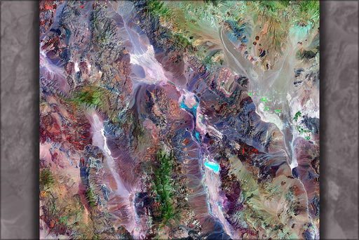 24"x36" Gallery Poster, Death Valley satellite map June July 2000