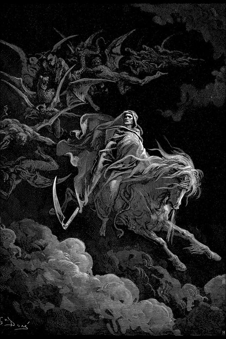24"x36" Gallery Poster, Death on a Pale Horse by Gustave Dore 1865