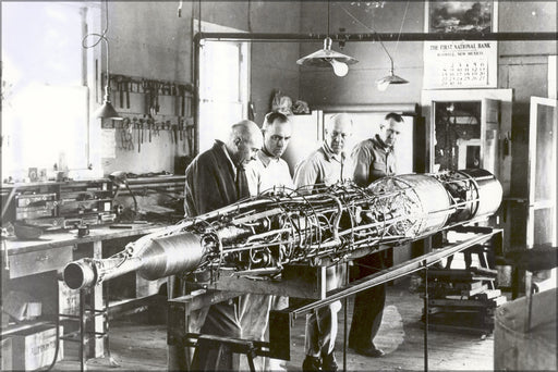 24"x36" Gallery Poster, Dr. Robert Goddard with rocket roswell nm 1940