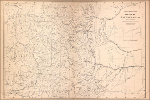 24"x36" Gallery Poster, Drainage Map of Colorado 1877