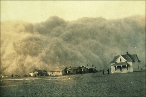 24"x36" Gallery Poster, Dust storm Stratford Texas. Dust bowl during great depression 1935