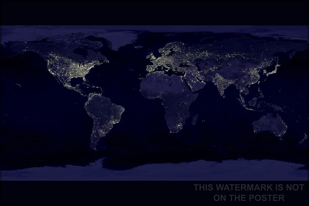 24"x36" Gallery Poster, Earth at night