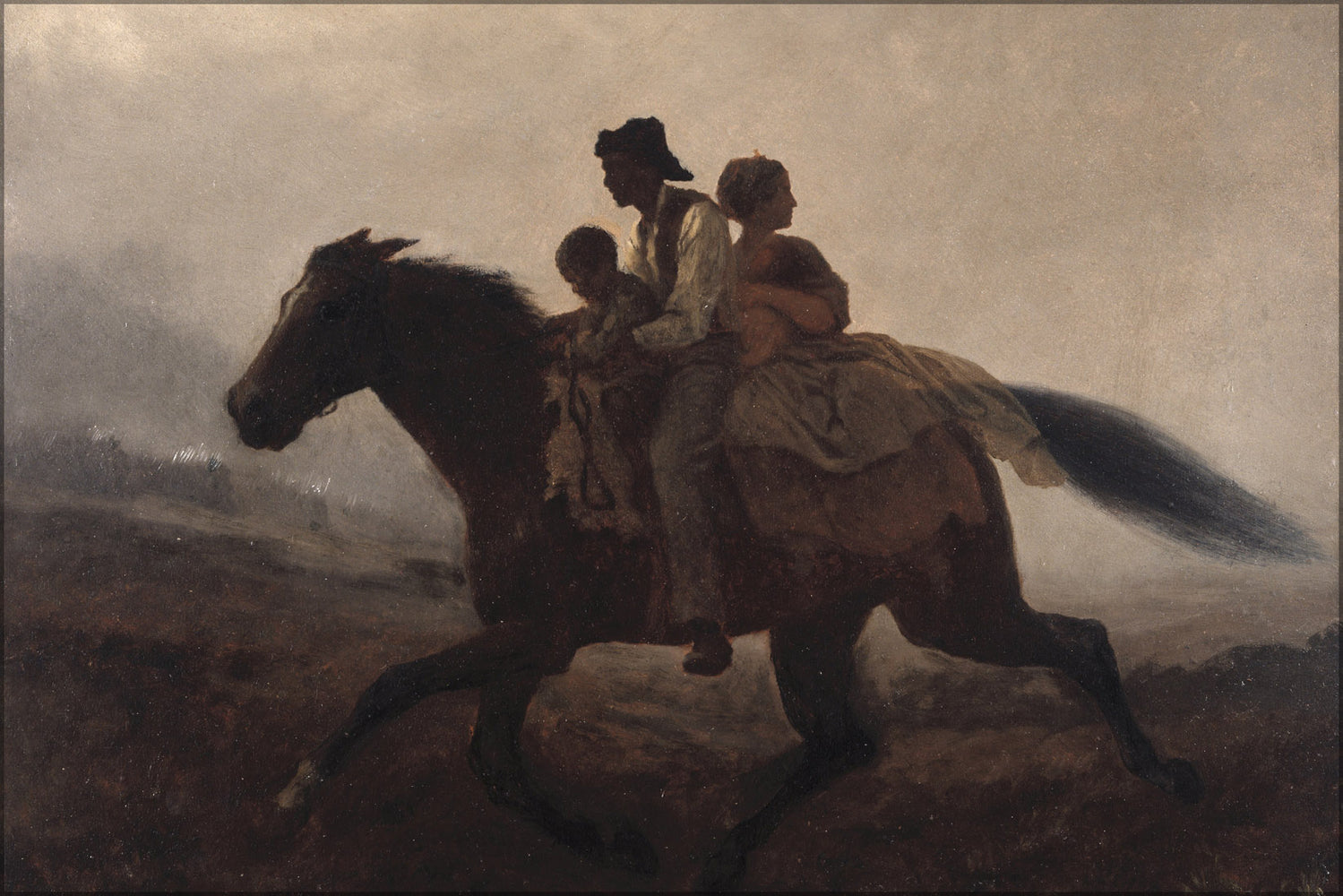 24"x36" Gallery Poster, Eastman Johnson - A Ride for Liberty -- The Fugitive Slaves 1862