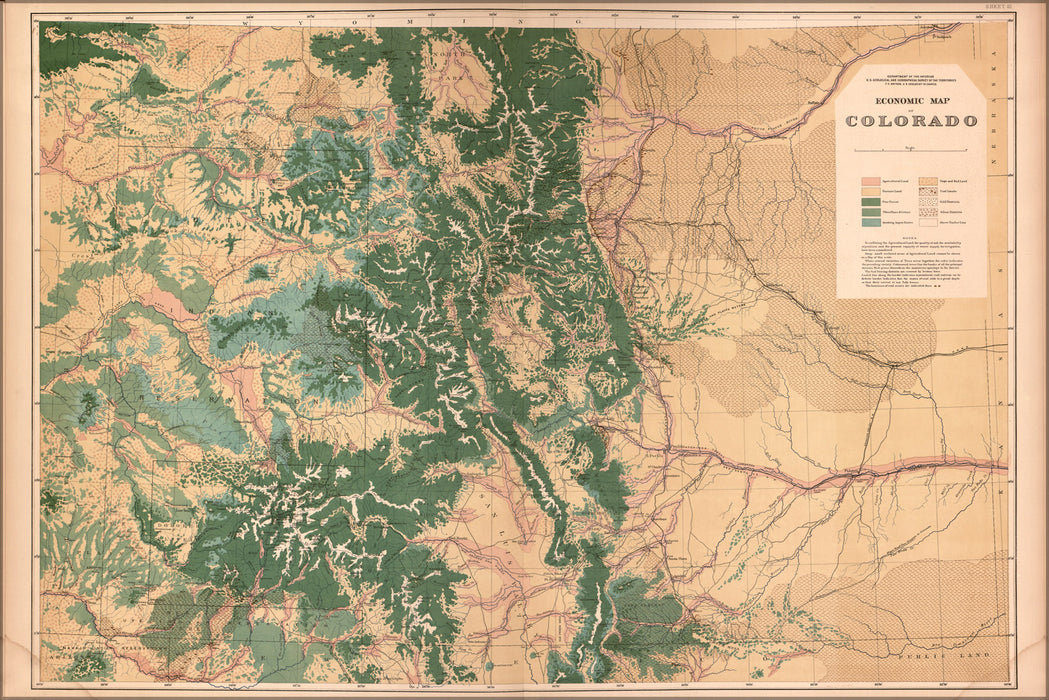 24"x36" Gallery Poster, Economic Map of Colorado 1877