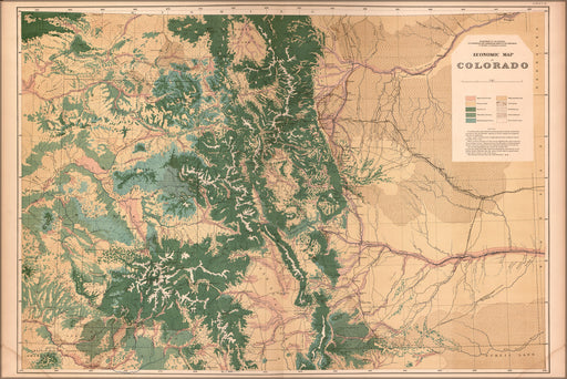 24"x36" Gallery Poster, Economic Map of Colorado 1877