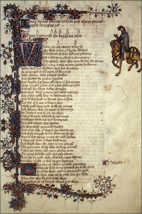 24"x36" Gallery Poster, Ellesmere manuscript Canterbury Tales 1st pg Knights Tale chaucer