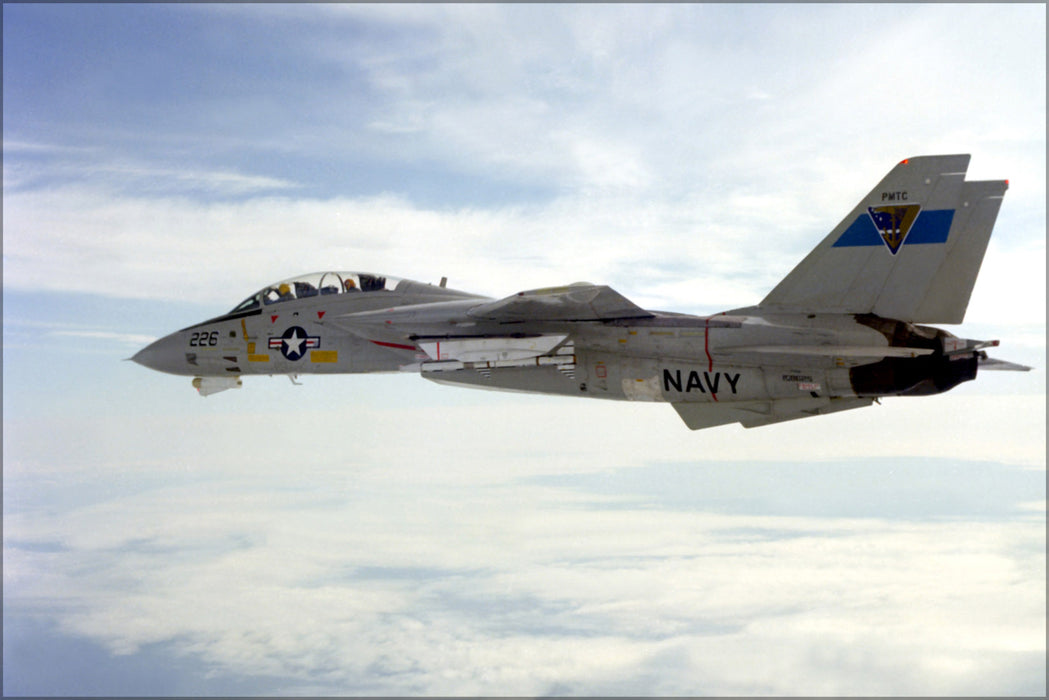 24"x36" Gallery Poster, F-14 Tomcat aircraft with AMRAAM air to air missile 1982