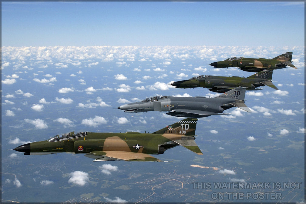 24"x36" Gallery Poster, F-4 Phantom II fighter aircraft heritage flight