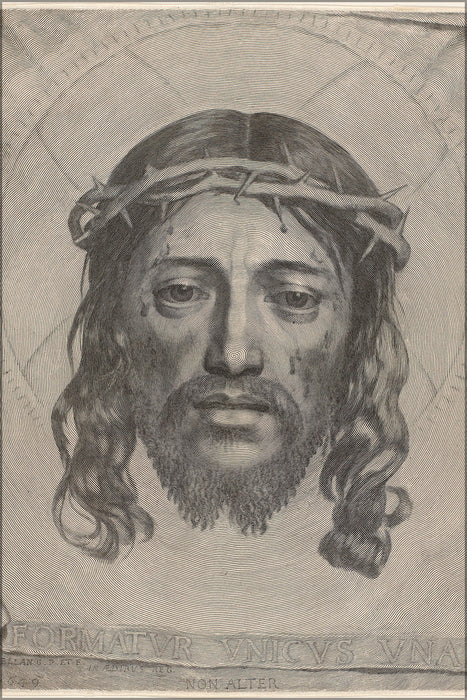 24"x36" Gallery Poster, Face of jesus Christ by claude mellan c1649